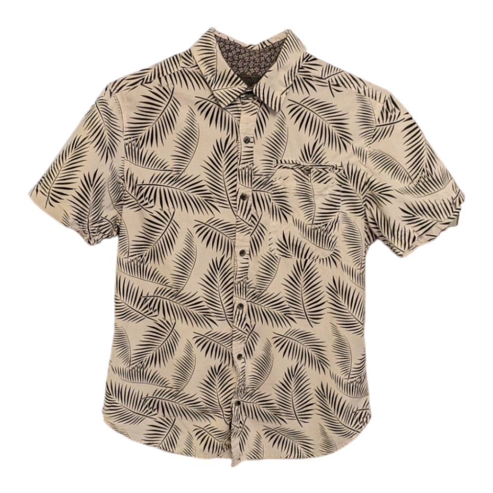 Steve's Jeans Black & White Tropical Fern Print Button Down Shirt Size L